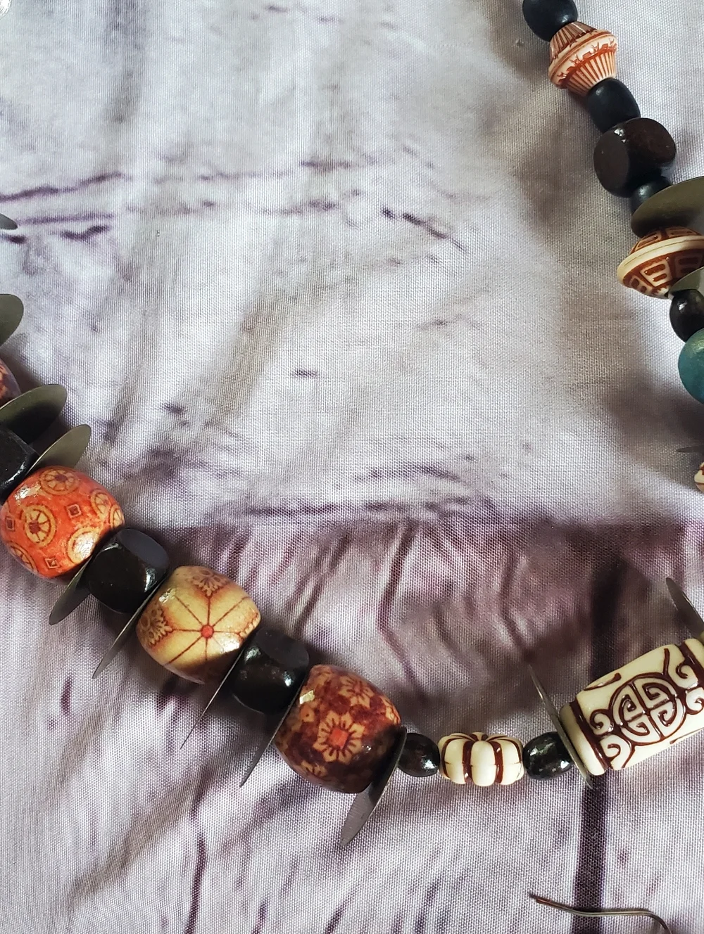 Bohemian Beaded Jewelry Set Handcrafted Necklace Bracelets Earrings Chunky Batik